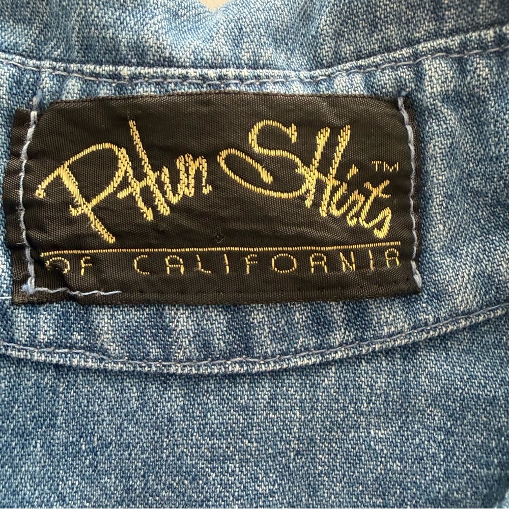 Vintage 90s Phun Shirts of California Embellished Denim Artwear Shirt - Picture 3 of 10